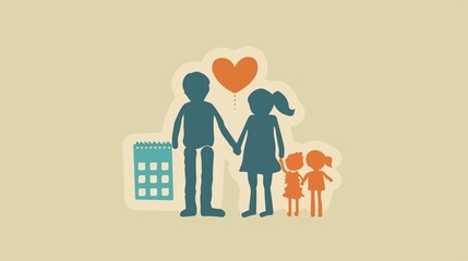 Family Planner Calendar Event Reminder Flat Vector Illustration