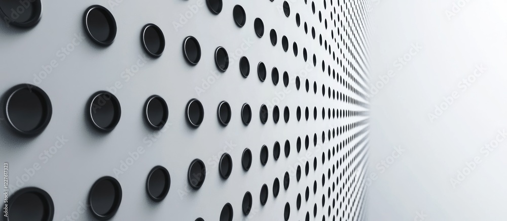 Poster grey background with black dots pattern template for text placement and design elements