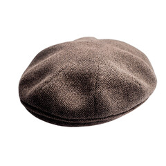 A classic beret hat with a soft texture on white background