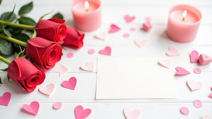 Romantic Roses, Candles & Blank Card - Minimalism