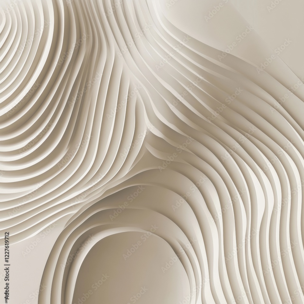Aufkleber Beautiful textured layers create a serene and modern artistic display in neutral tones. Generative AI