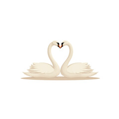 Naklejka premium Romantic Swan Couple Heart Love Illustration - Minimalist design
