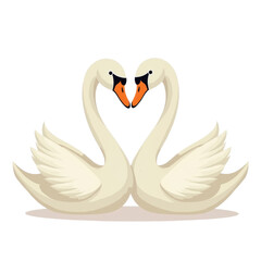 Obraz premium Romantic Swan Couple Heart Shape Love Birds - Minimalist illustrations