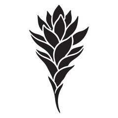 Elegant Silhouette of Tropical Ginger Flower Vector Art