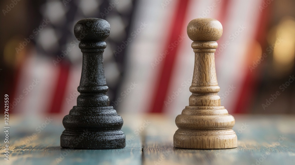 Poster illustration of faith-based objections in a legislative context stock photo with side copy space
