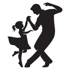Silhouette of Father and Daughter Dancing Illustration