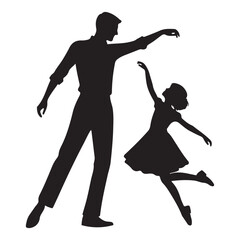 Silhouette of Father and Daughter Graceful Dance