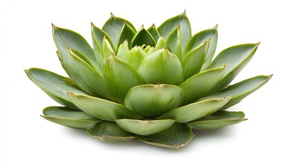 Fototapeta premium Beautiful Green Succulent Plant with Layered Leaves on White Background for Natural Decor and Design