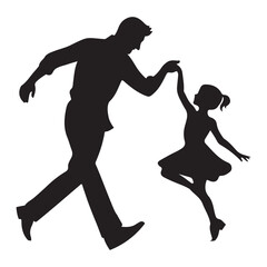 Silhouette of Father and Daughter Joyful Dance