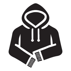 Detailed Cuffed Hoodie Silhouette Vector Illustration