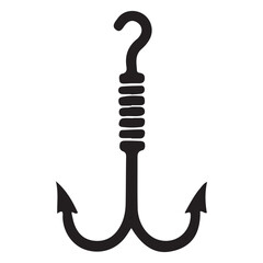 Double Hook Silhouette Illustration for Fishing