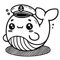 cute whale  illustration for coloring books