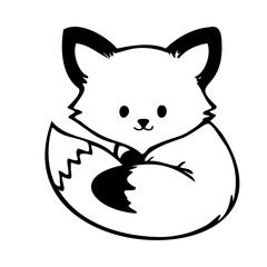 cute fox illustration for coloring books
