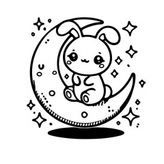 cute bunny illustration for coloring books