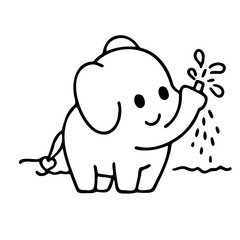 cute elephants illustration for coloring books