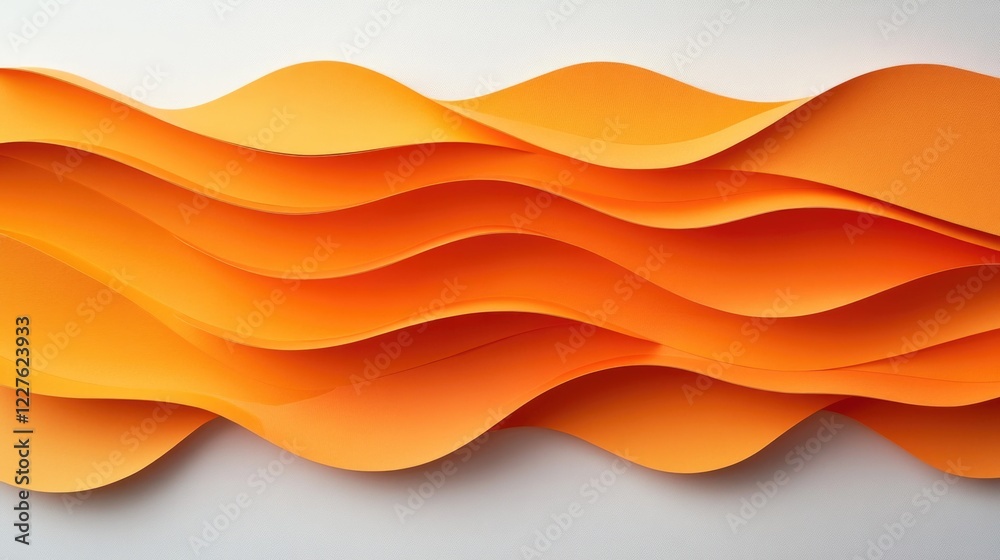 Poster geometric orange paper waves creating a dynamic abstract background design for creative projects and