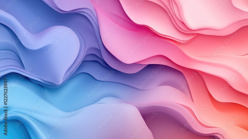 Poster pastel colored soft gradient background with flowing waves and fluid shapes for creative design and 