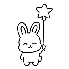 cute happy bunny illustration for coloring books