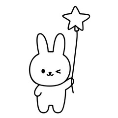 cute bunny illustration for coloring books