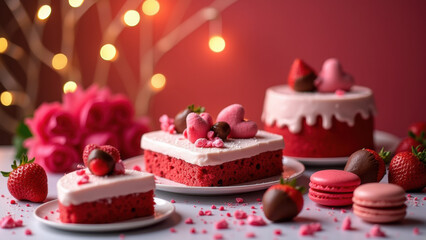 Valentine's Red Velvet Cakes & Macarons - Valentine's Day