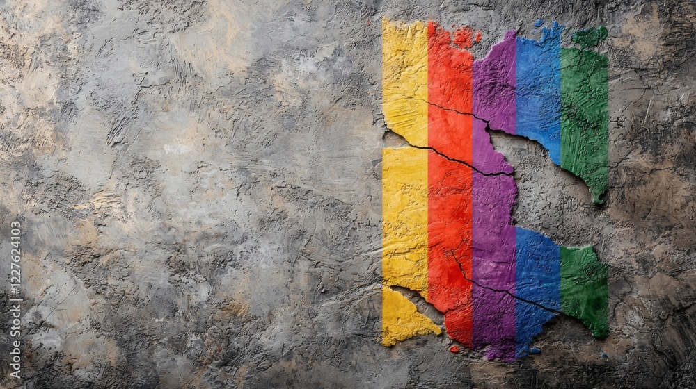 Aufkleber broken rainbow flag symbolizing challenges to lgbtq rights stock photo with side copy space