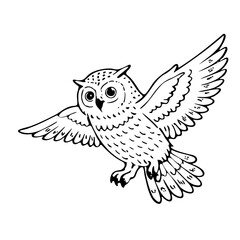 cute owl illustration for coloring books