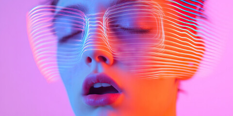 Woman's Face with Light Streaks