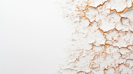 Crusted eczema close-up displaying hypertrophic features on a white background with ample copy space for text or design elements