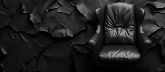 Obraz premium Black Torn Paper Background with Armchair Providing Empty Space for Text and Creative Design Layout