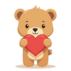 Obraz premium Cute Bear Holding Heart, Valentine's Day - Kawaii/Cute characters