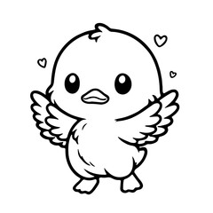 cute duck illustration for coloring books
