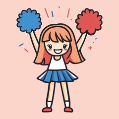 Jumping Cheerleader Cartoon Vector Icon Illustration