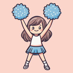 Jumping Cheerleader Cartoon Vector Icon Illustration