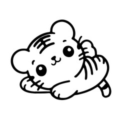 cute baby tiger illustration for coloring books