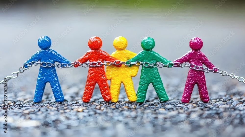 Poster activists chaining themselves to government structures to protest lgbtq discrimination stock photo w