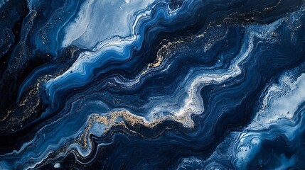 Fototapeta premium Elegant Blue and Black Marble with Striking Gold Accents Showcasing a Unique Natural Pattern and Texture Ideal for Interior Design or Artistic Projects Evoking Luxury and Sophistication