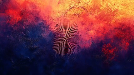 Intricate Fingerprint Imprinted on a Vibrant Colorful Background Showcasing an Abstract Artistic Interpretation of Identity Uniqueness and Personal Connection to Individuality and Diversity
