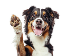 Isolated Smiling Dog Waving Paw