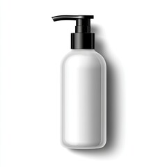 Elegant Minimalist Pump Bottle for Lotion or Gel on White Background with Shadow Effect