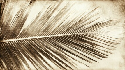 Tropical Palm Leaf Macro Vintage Aesthetic with Textured Background Ideal for Travel and Nature Themes