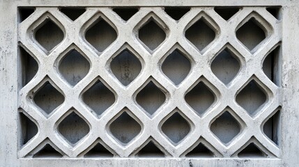 Lattice Work Concrete Grill with Clean Texture and Decorative Design in Bright Neutral Background