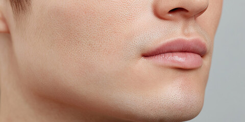 Obraz premium Close-up of Human Face Showing Skin Texture and Pores