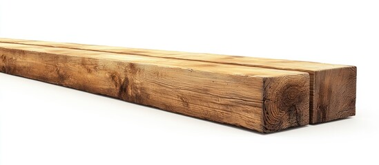 Fototapeta premium Isolated wooden joist beam on white background with space for text showcasing craftsmanship and building materials usage