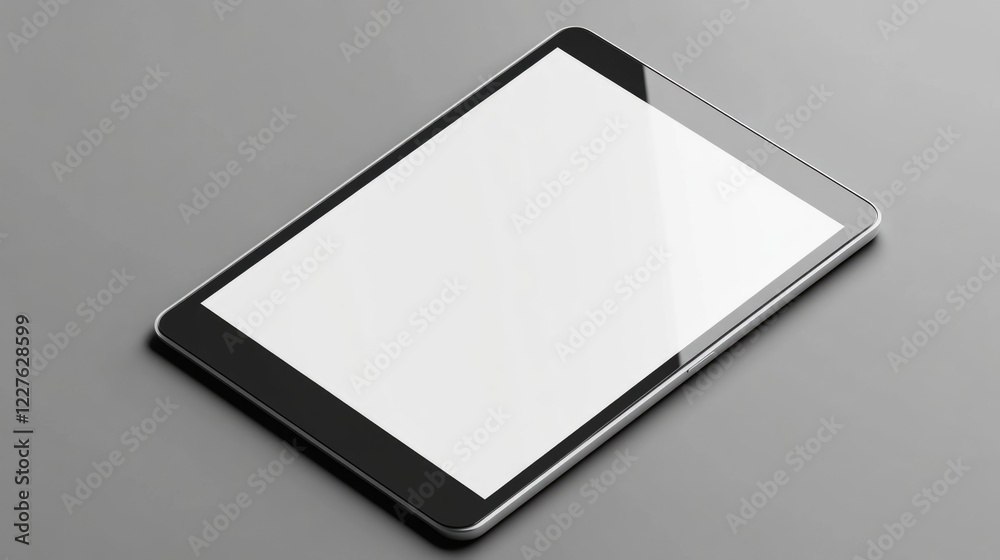 Wall mural modern tablet mockup on a gray surface with a blank screen and soft shadows for digital display or d
