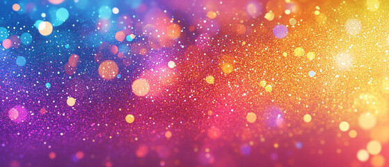 Obraz premium Vibrant abstract background filled with colorful bokeh lights, creating a dynamic and festive atmosphere.