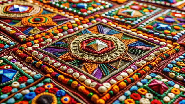 Ahir Tribe Embroidery: Close-up of Exquisite Hand-Stitched Gujarat, Rajasthan Design