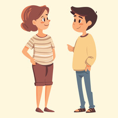 Mother and Child Having Conversation Cartoon Vector Illustration