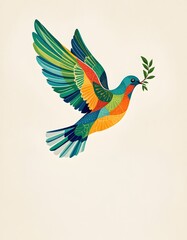 Fototapeta premium Vibrant Colorful Dove Peace Symbol Art Print