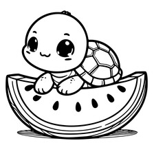 cute turtle illustration for coloring books