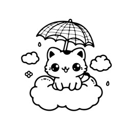 cute cat illustration for coloring books